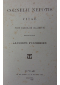Cornelii nepotis vitae post carolum halmium, 1890r.