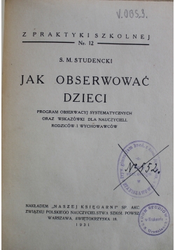 Jak Obserwować Dzieci 1931 r.