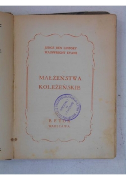 Małżeństwa koleżeńskie, 1932 r.