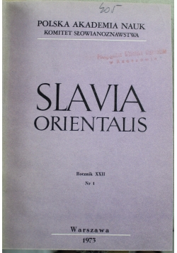 Slavia Orientalis rocznik XXII cztery numery