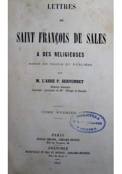 Lettres de Saint Francois De Sales 1864 r