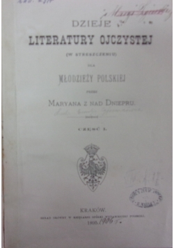 Dzieje literatury ojczystej, 1895r.