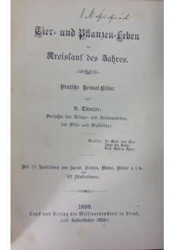 Dier und Pflanzen Leben, 1898r.