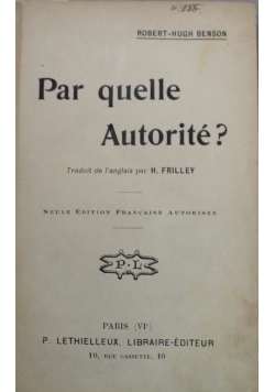 Par quelle Autorite 1909 r.