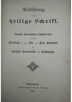 Einfuhrung in die heilige schrift, 1890 r.