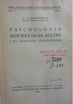 Psychologja indywidualna Adlera,1935r