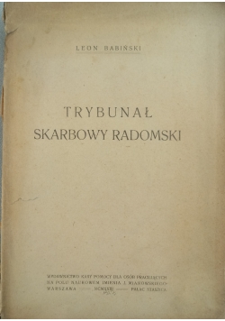 Trybunał Skarbowy Radomski, 1923 r.