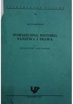 Powszechna historia państwa i prawa tom I starożytność i wieki średnie