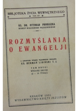 Rozmyślania o Ewangelji, 1931r.