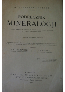 Podręcznik mineralogji, 1931 r.