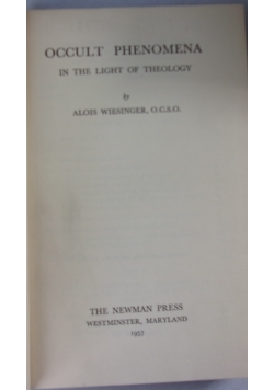 Occult Phenomena in the light of theology