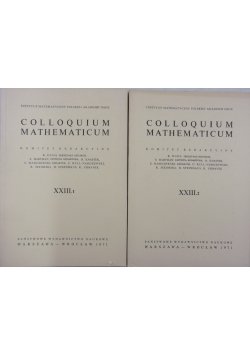 Colloquium Mathematicum, XXIII, Tom 1 i 2