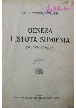 Geneza i istota sumienia 1922 r.