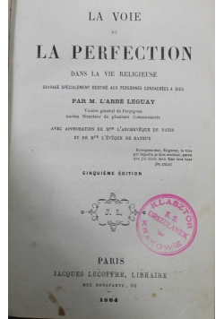 La Voie De La Perfection 1864 r.