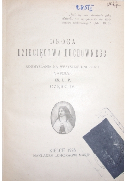 Droga dziecięctwa duchownego, cz. I wydanie drugie 1928 r.