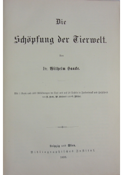 Die schopfung der tierwelt, 1893 r.