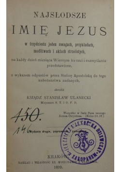 Najsłodsze imie Jezus, 1899 r.