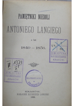 Pamiętniki niedoli Antoniego Langiego 1896 r.
