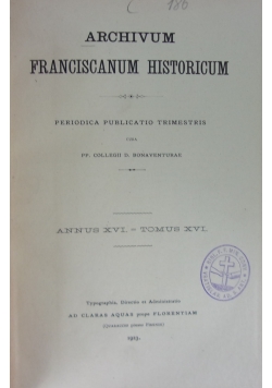 Archivum Franciscanum Historicum, 1912 r.