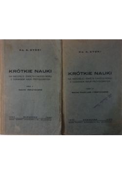 Krótkie nauki, 1933 r. , tom II-III