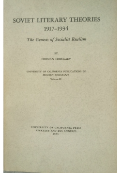Soviet Literary Theories 1917 1934 Volume 63