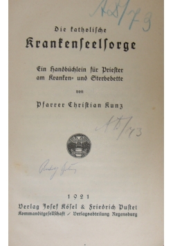 Die katholische krankenhausseelsorge, 1921r.