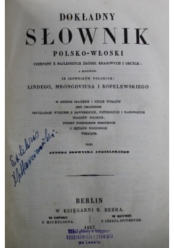 Dokładny słownik polsko - włoski 1857 r.