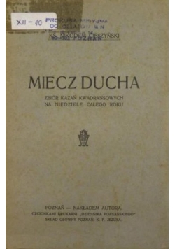 Miecz Ducha, 1922 r.