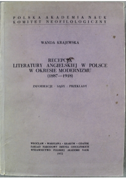 Recepcja literatury angielskiej w Polsce w okresie modernizmu 1887 do 1918