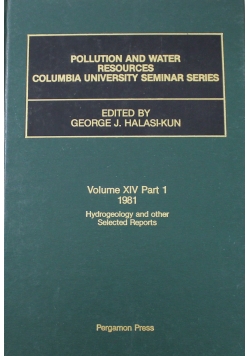 Pollution and Water Resources Columbia University Seminar Series Volume XIV part 1
