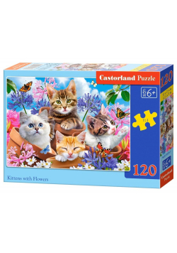 Puzzle 120 Kittens with Flowers CASTOR