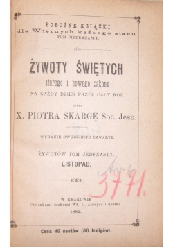 Żywoty Świętych starego i nowego zakonu,1882 r.