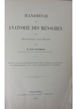 Handbuch der Anatomie des Menschen für studierende und Aerzte 1881 r.