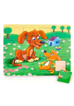 Puzzle drewniane dla małych dzieci Pieski