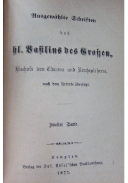 Ausgewahlte Schristen des hl. Gregor von Razianz. Zweiter Band. 1877 r.
