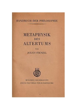 Metaphysik des altertums, 1931 r.