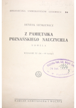 Z pamiętnika poznańskiego nauczyciela..., 1937 r.