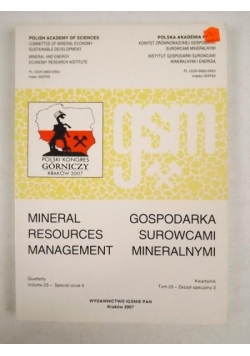 Gospodarka surowcami mineralnymi. Mineral Resources Management