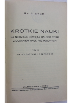 Krótkie nauki, 1933 r.