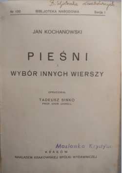 Pieśni i wybór innych wierszy, 1927r.