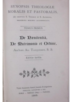 Synopsis Theologiae Moralis et Pastoralis, 1906 r.