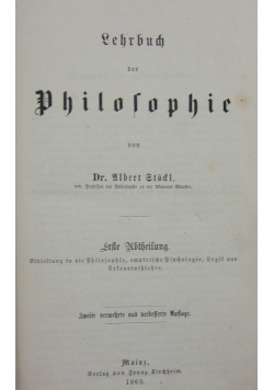 Lehrbuch der Philosophie, 1869r.