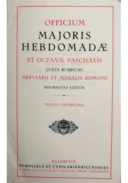 Majoris Hebdomadae, 1931 r.