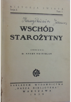 Wschód Starożytny, 1930r