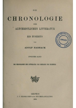 Die Chronologie der Altchristlichen litteratur, t.2