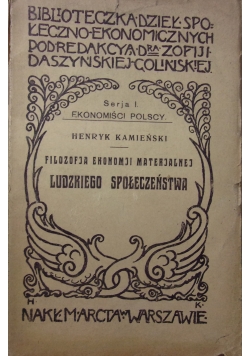 Filozofia ekonomji materialnej kudzkiego społeczeństwa, 1911 r.