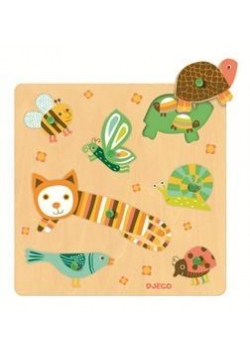 Puzzle drewniane z uchwytami - Kot i przyjaciele