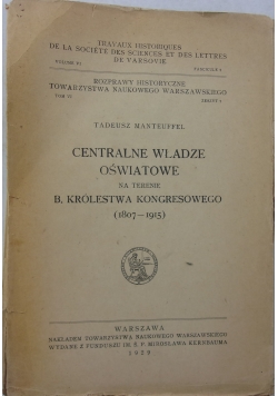 Centralne władze oświatowe, 1929 r.