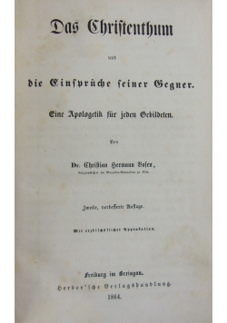Das Christenthum und die Einfuruche feiner Gegner, 1864 r.