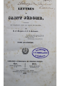 Lettres Saint Jerome tome Quatraieme 1838 r.